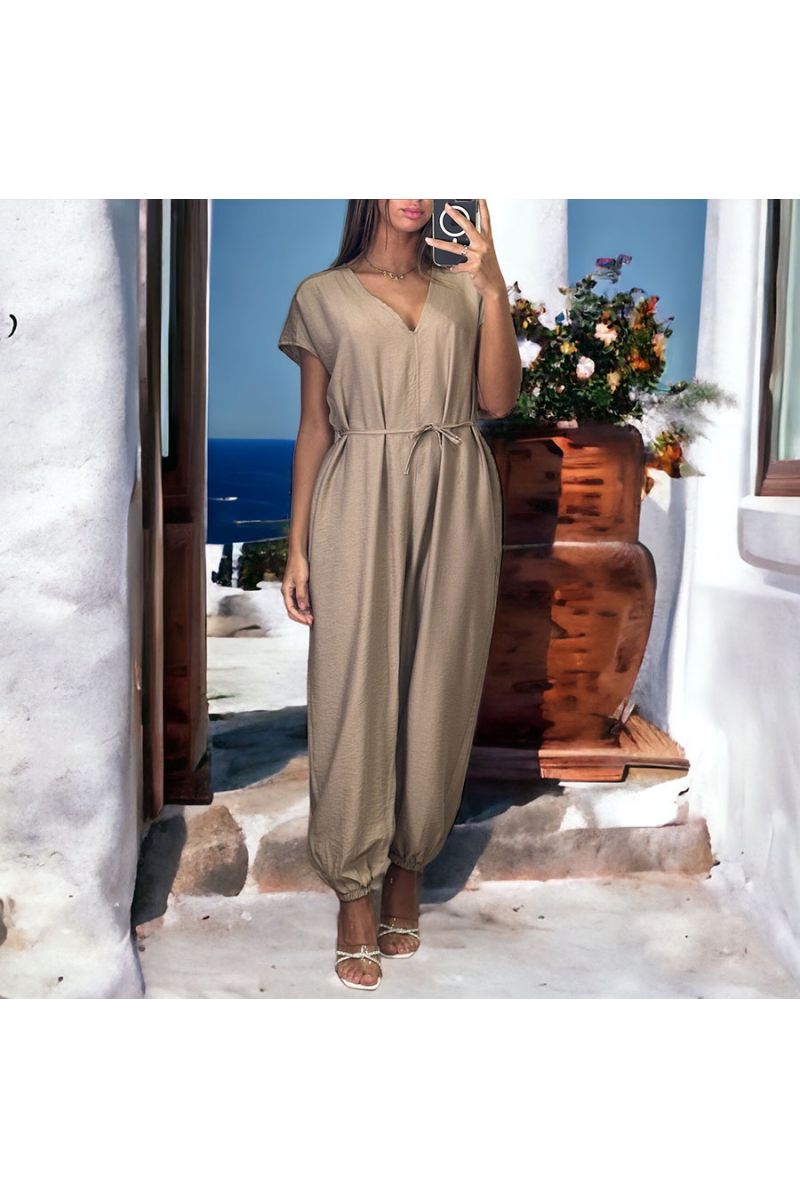 Combinaison col V over size taupe  - 1