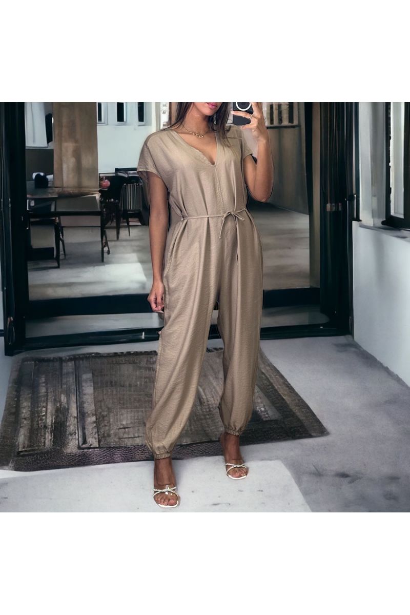 Combinaison col V over size taupe  - 3