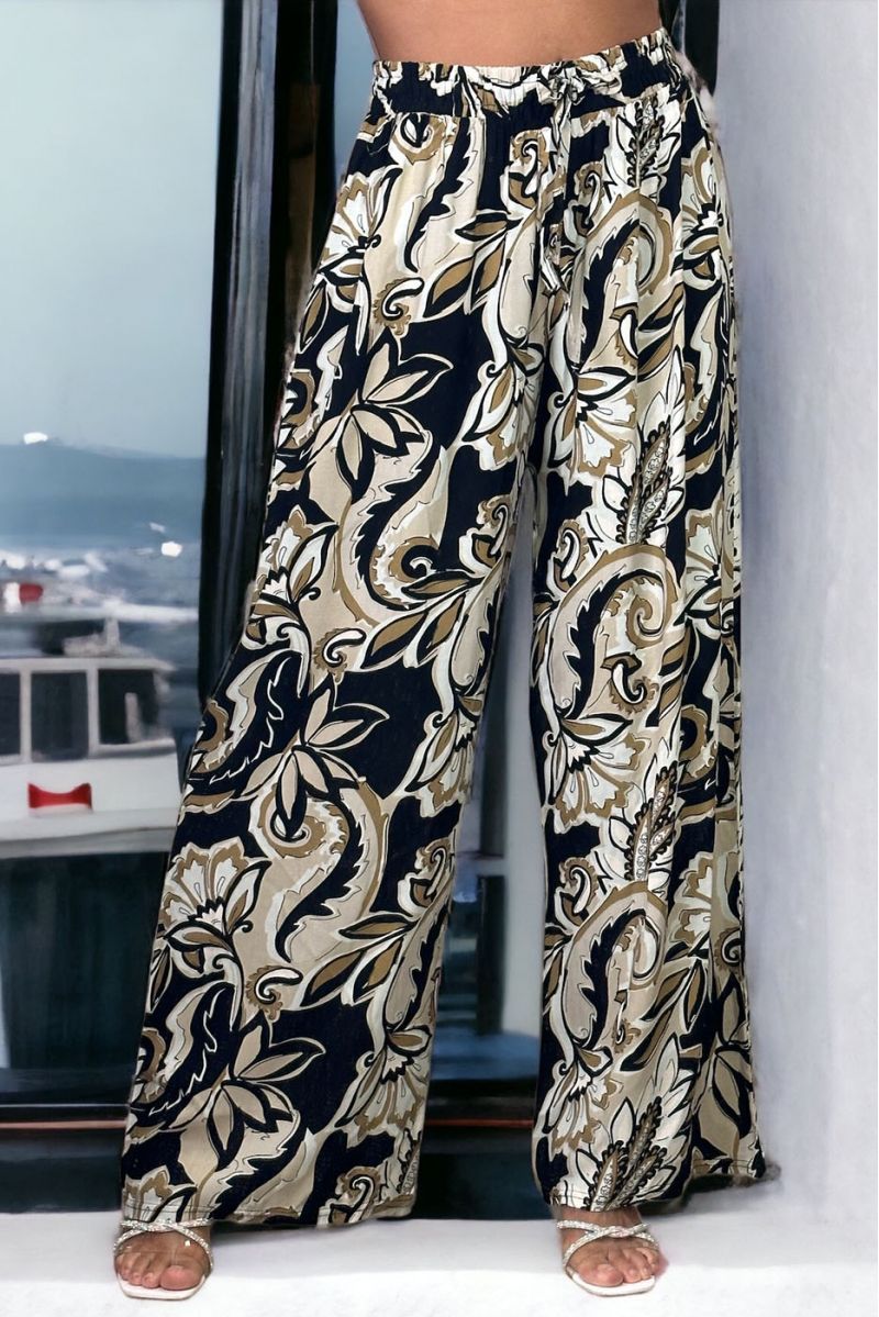 Black printed palazzo pants - 3