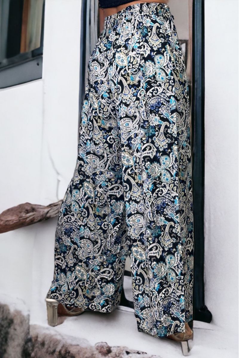 Black floral print palazzo pants - 1