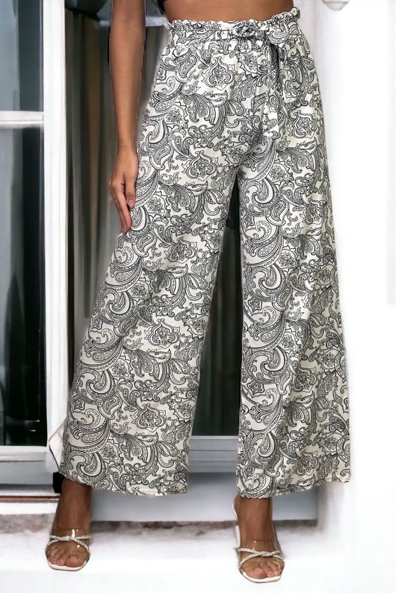 Pantalon palazzo blanc imprimé - 3 Pantalon palazzo blanc imprimé - 3