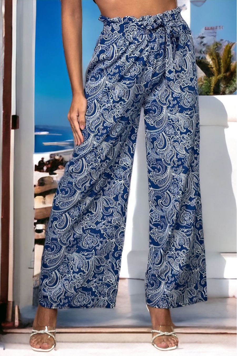 Pantalon palazzo marine imprimé - 4