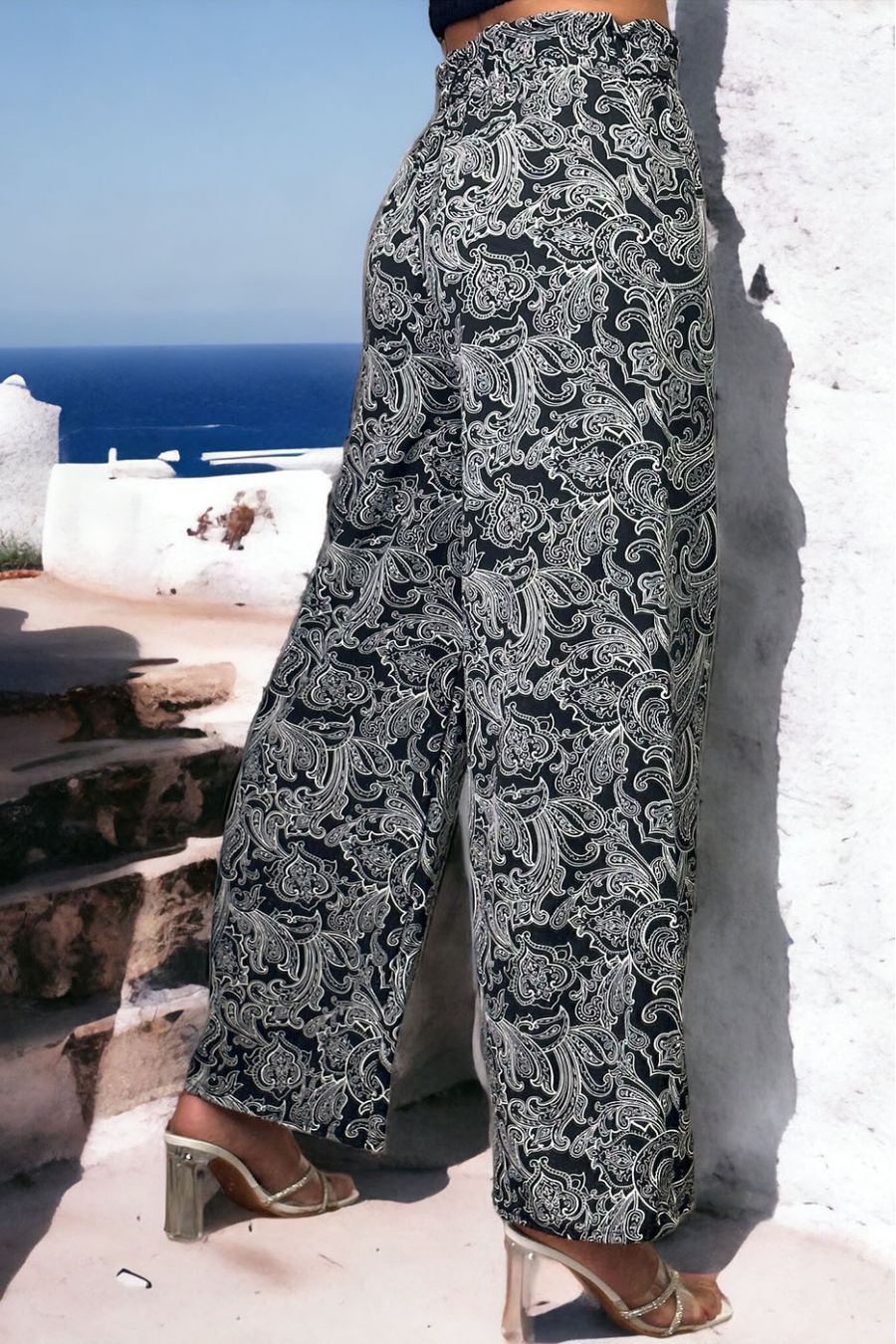 Black pleated palazzo pants - 1