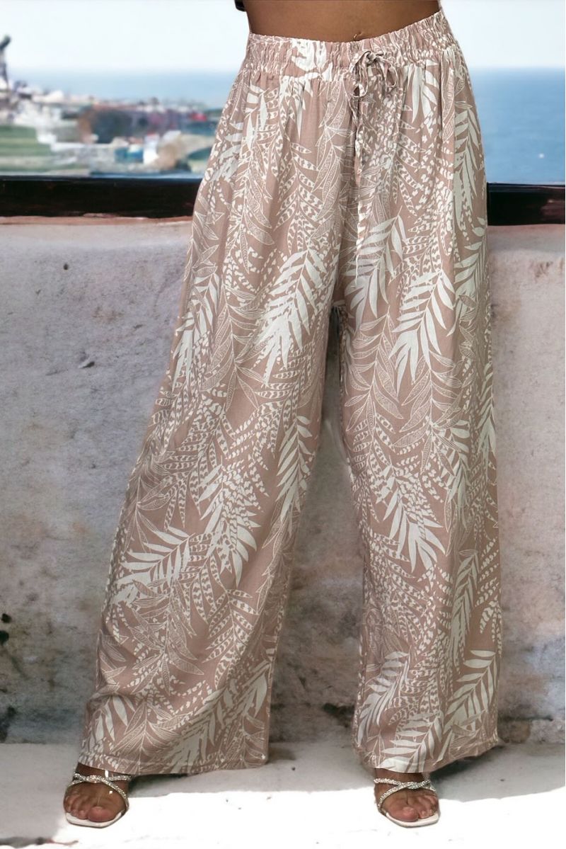 Navy floral print palazzo pants - 2