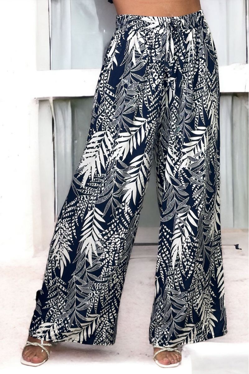 Navy floral print palazzo pants - 3 Navy floral print palazzo pants - 3