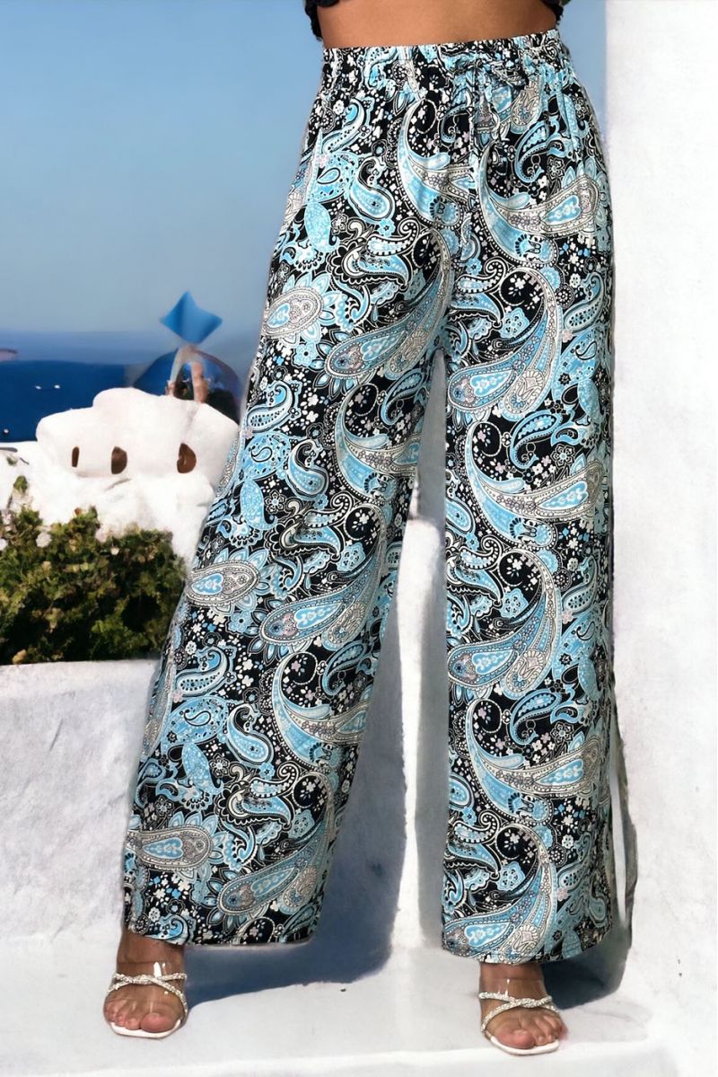 Pantalon palazzo ample turquoise - 3 Pantalon palazzo ample turquoise - 3
