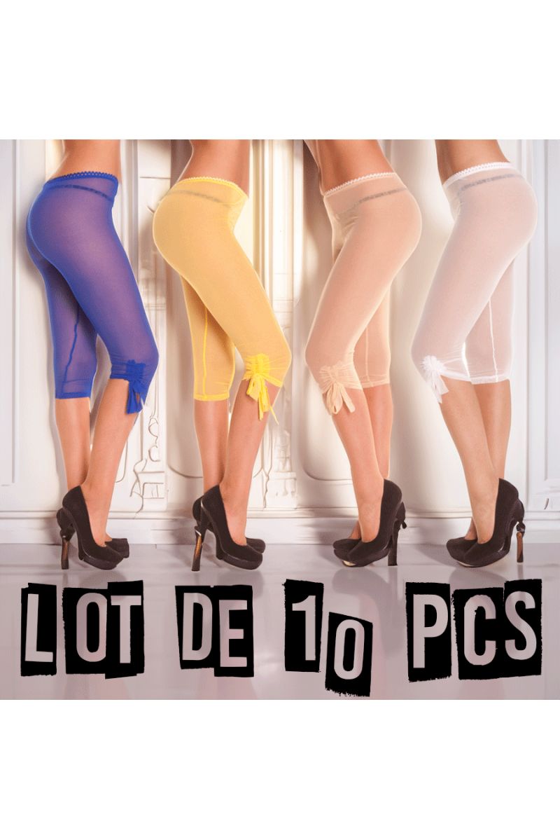 LOT DE 10 Leggings transparent avec noeud au genoux. - 1