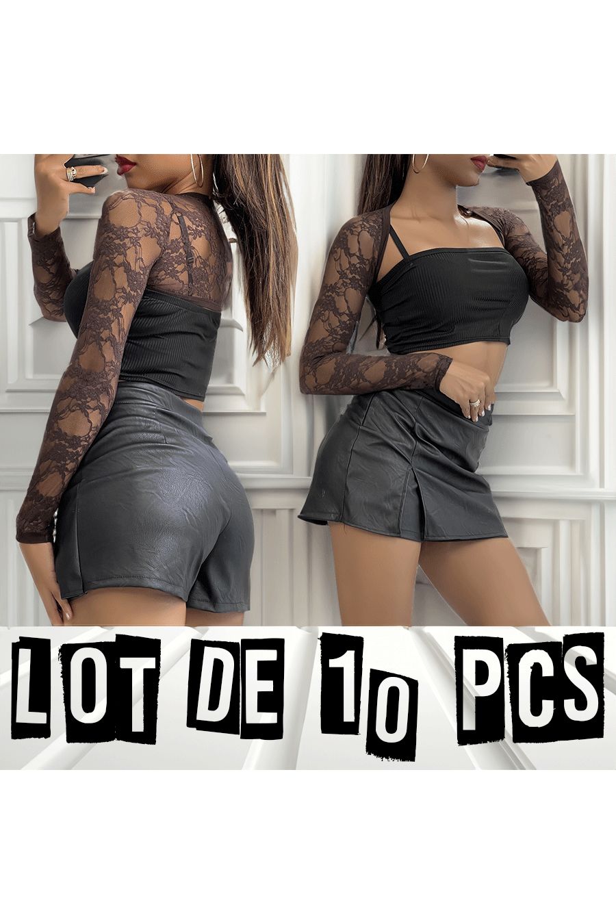 Lot van 10 kanten bolero's voor dames in verschillende kleuren. goedkope mode - 1