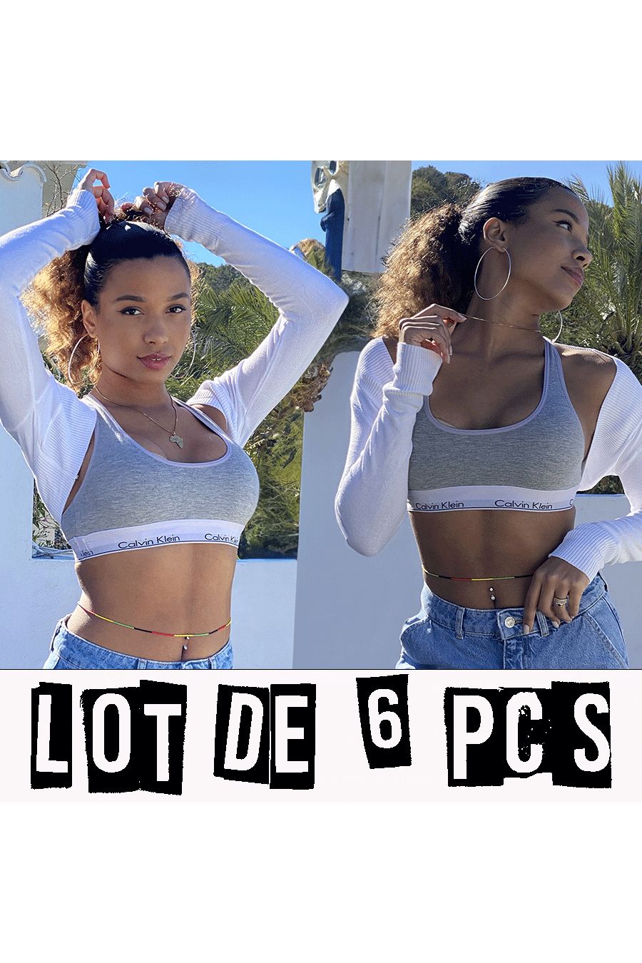 Lot de 6 Boléros en maille blanc élégant pour femme - 1