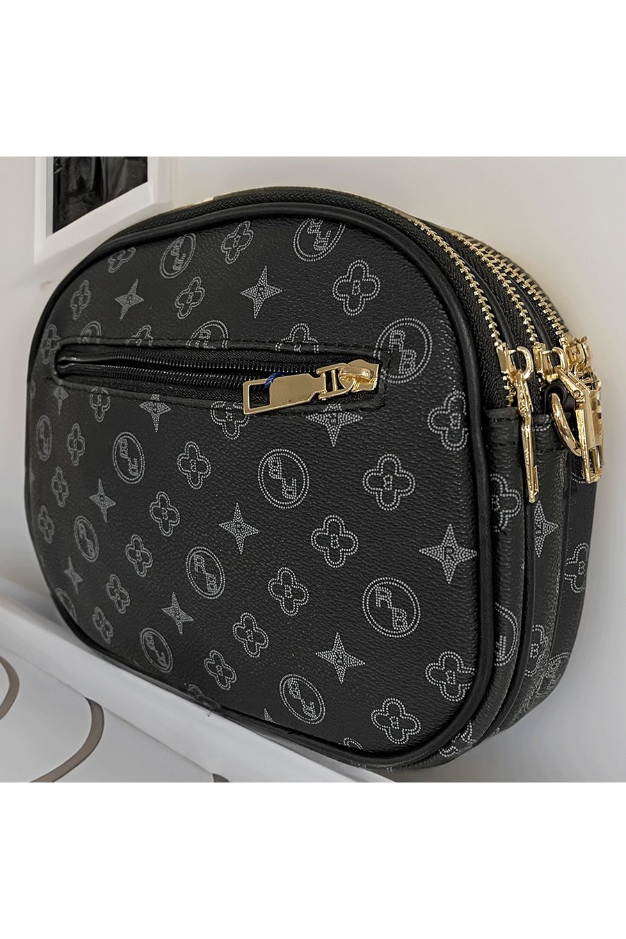 Black handbag with 3 closures - 3