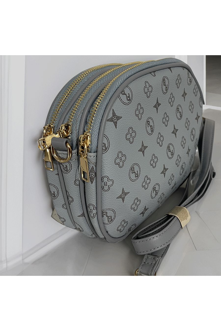 Blue handbag with 3 closures - 2