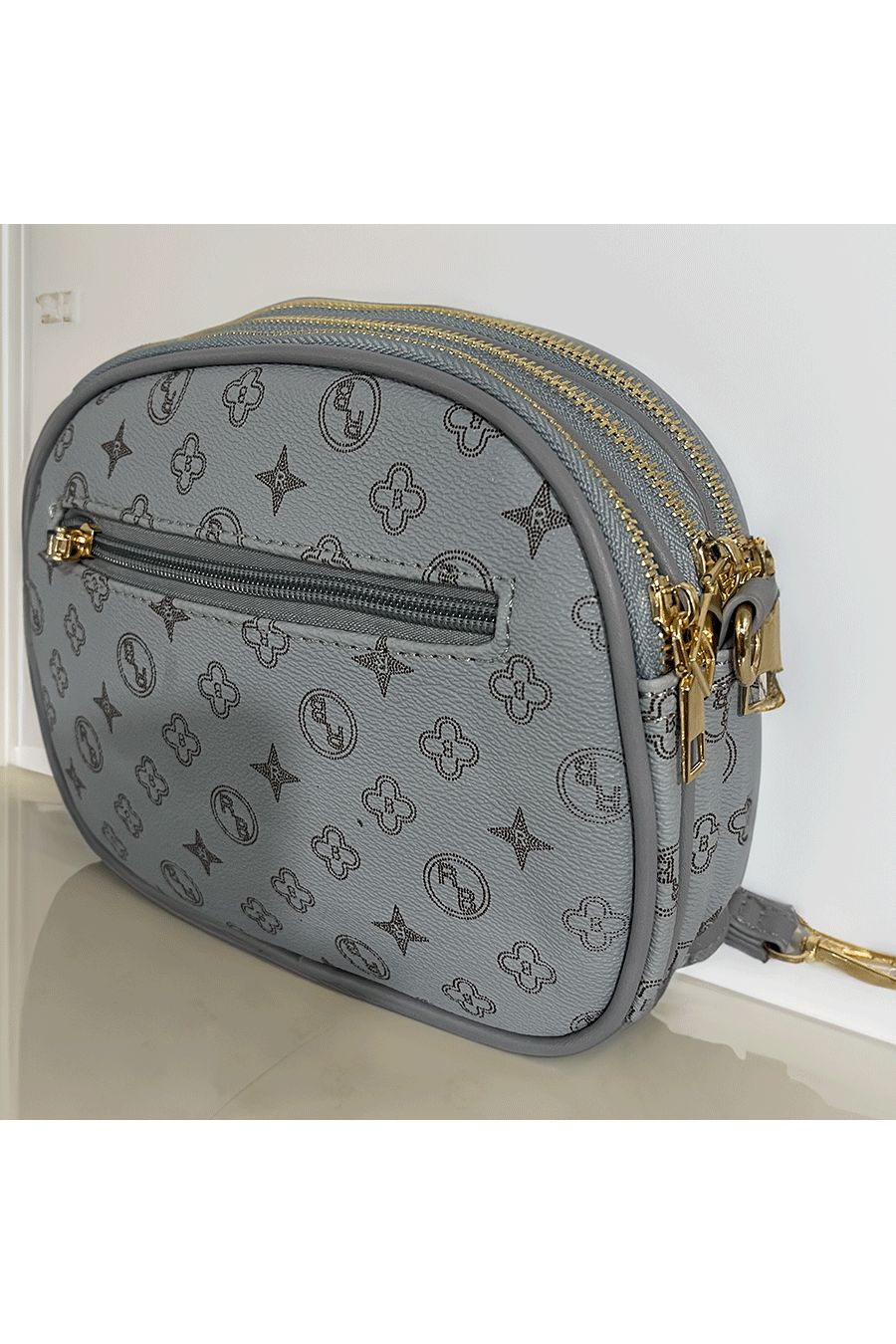 Blue handbag with 3 closures - 3