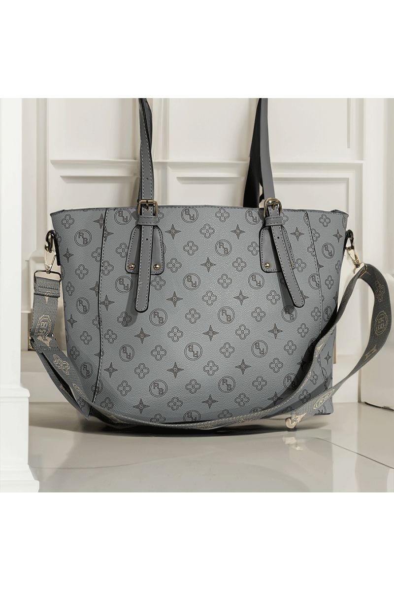 Patterned blue handbag - 1