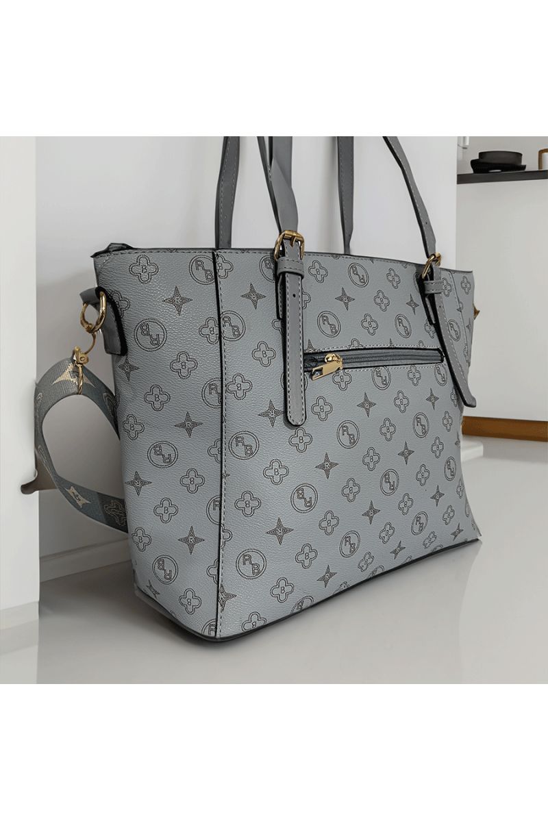 Patterned blue handbag - 3