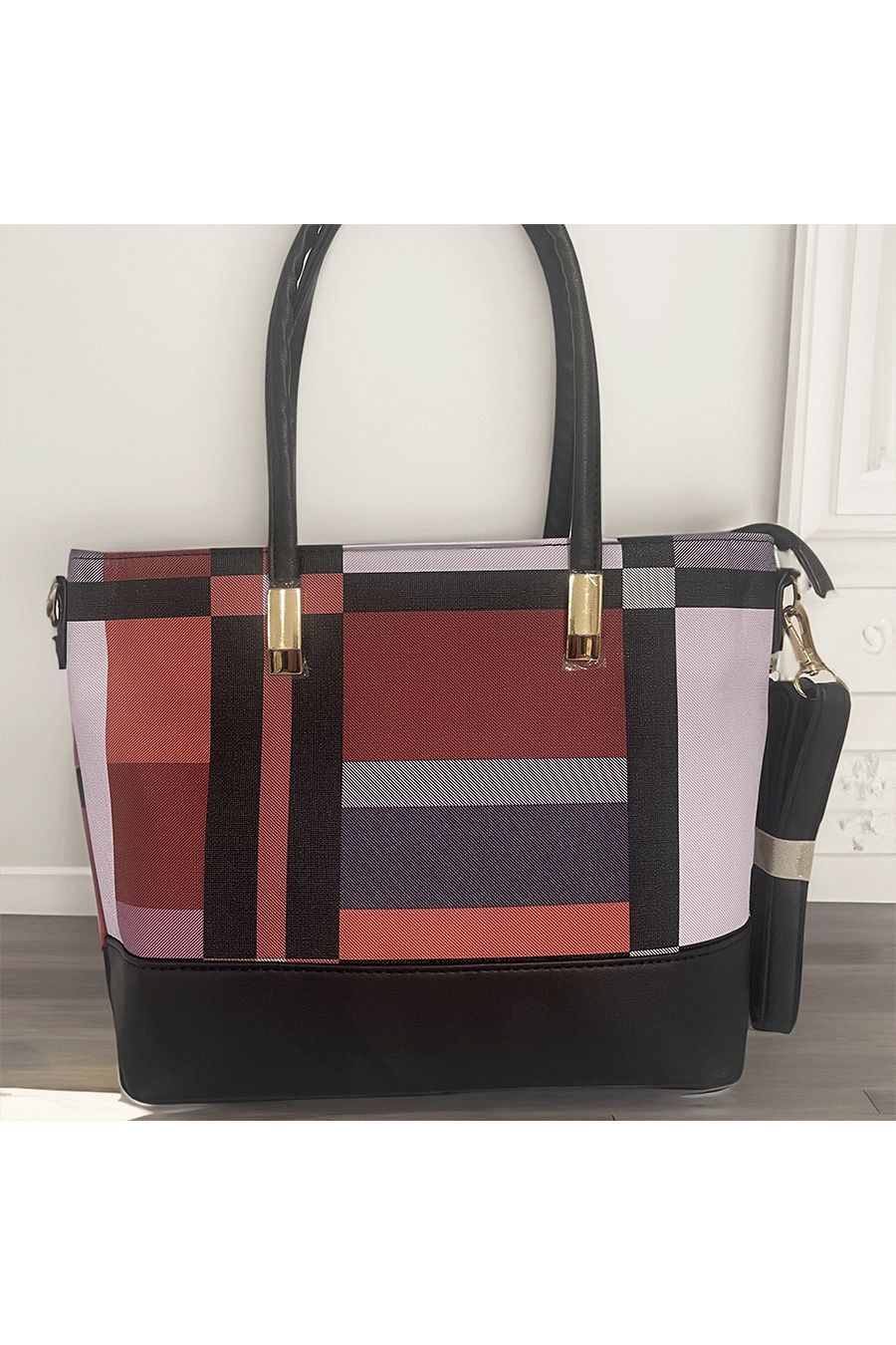 Checkered red handbag - 1