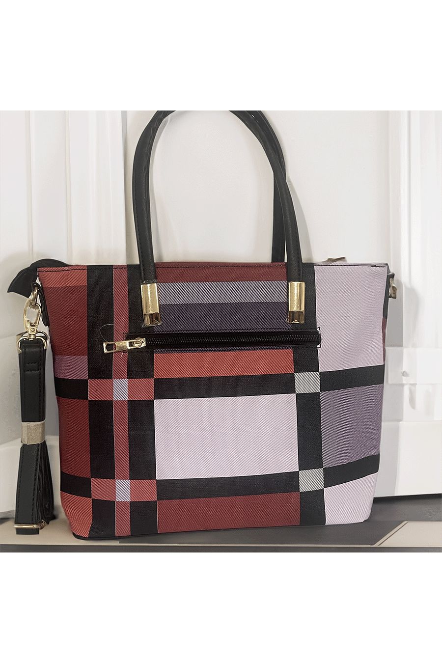 Checkered red handbag - 3