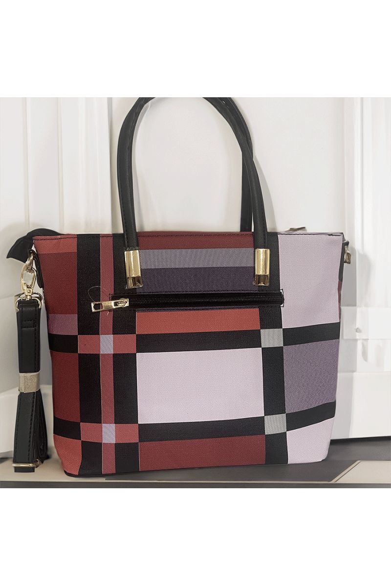 Geruite rode handtas - 3