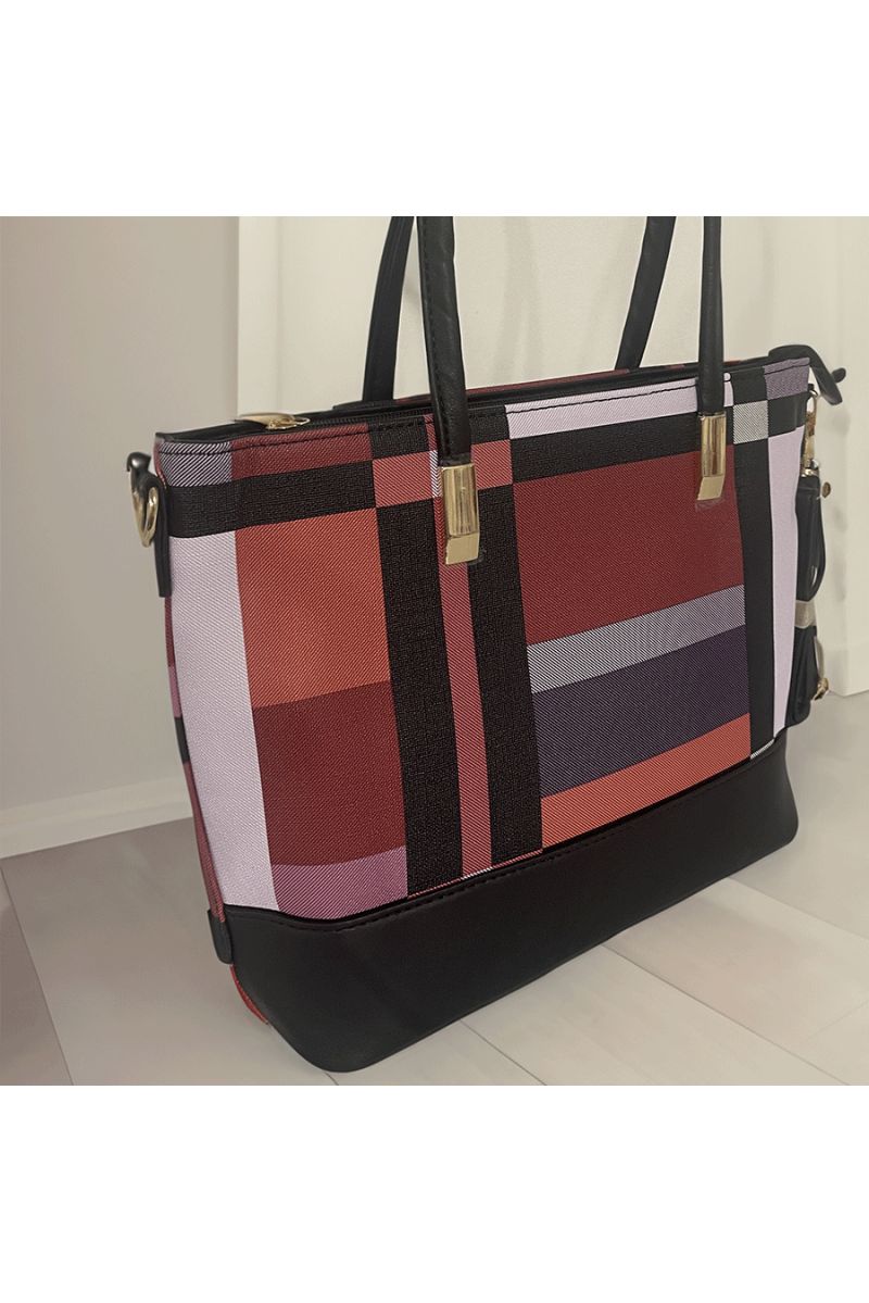 Geruite rode handtas - 4