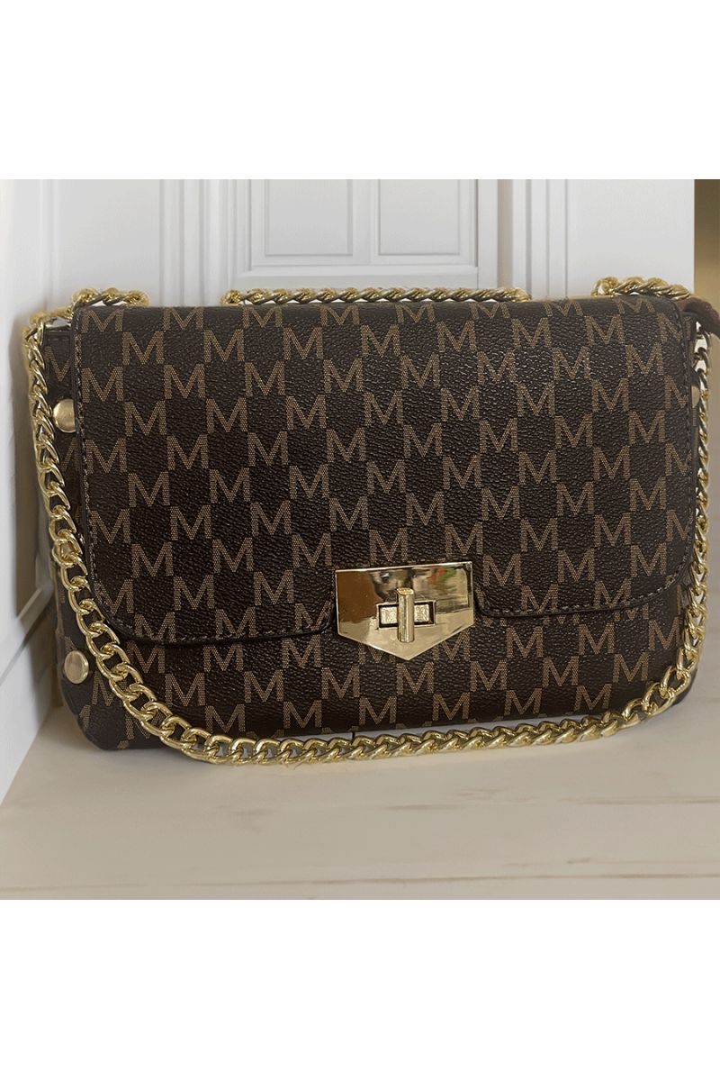 Brown handbag with M motif - 1