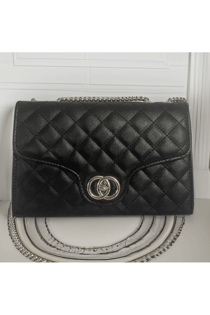 Black quilted handbag - 1