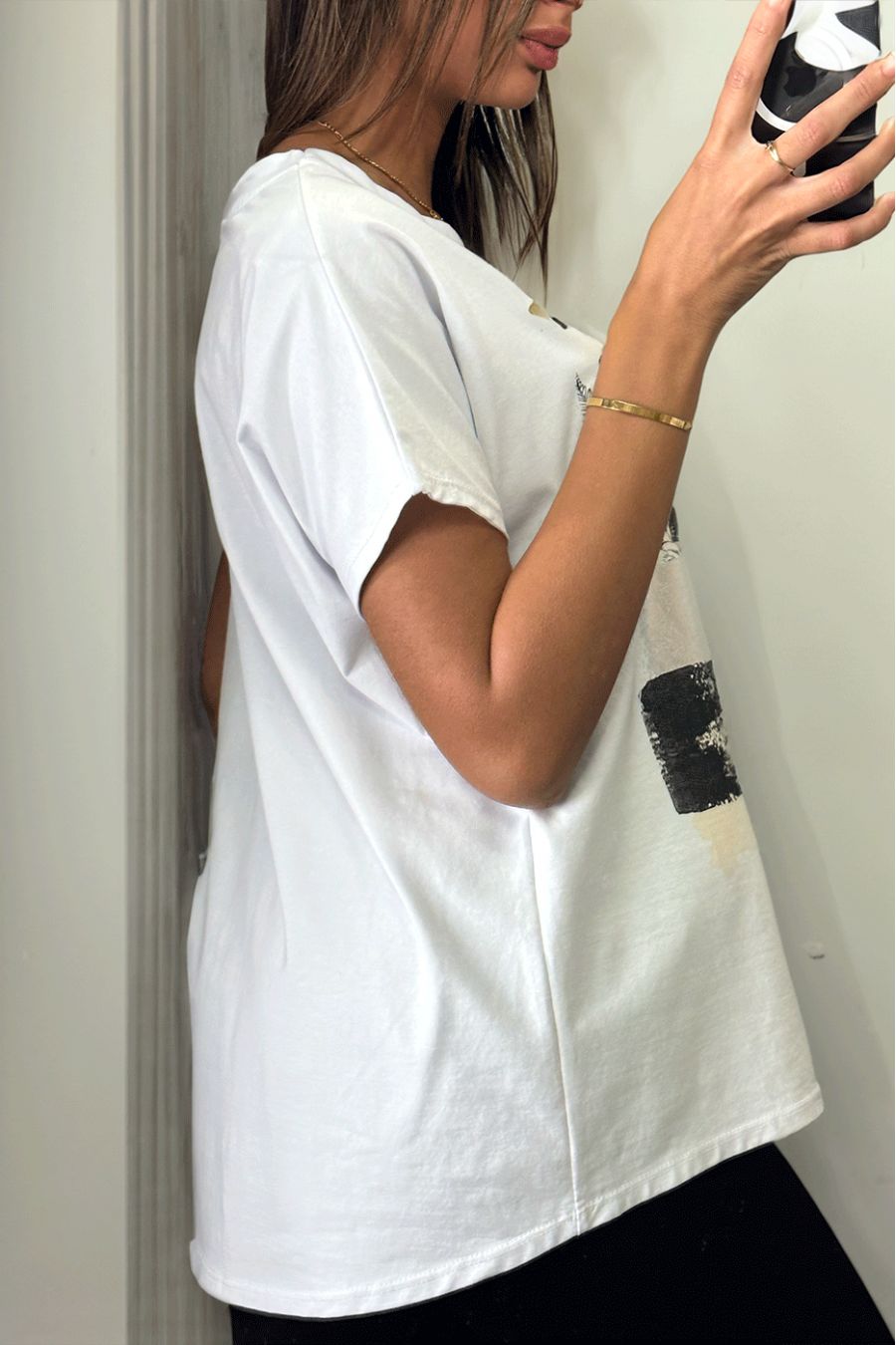 Tshirt blanc imprimé argent - 3