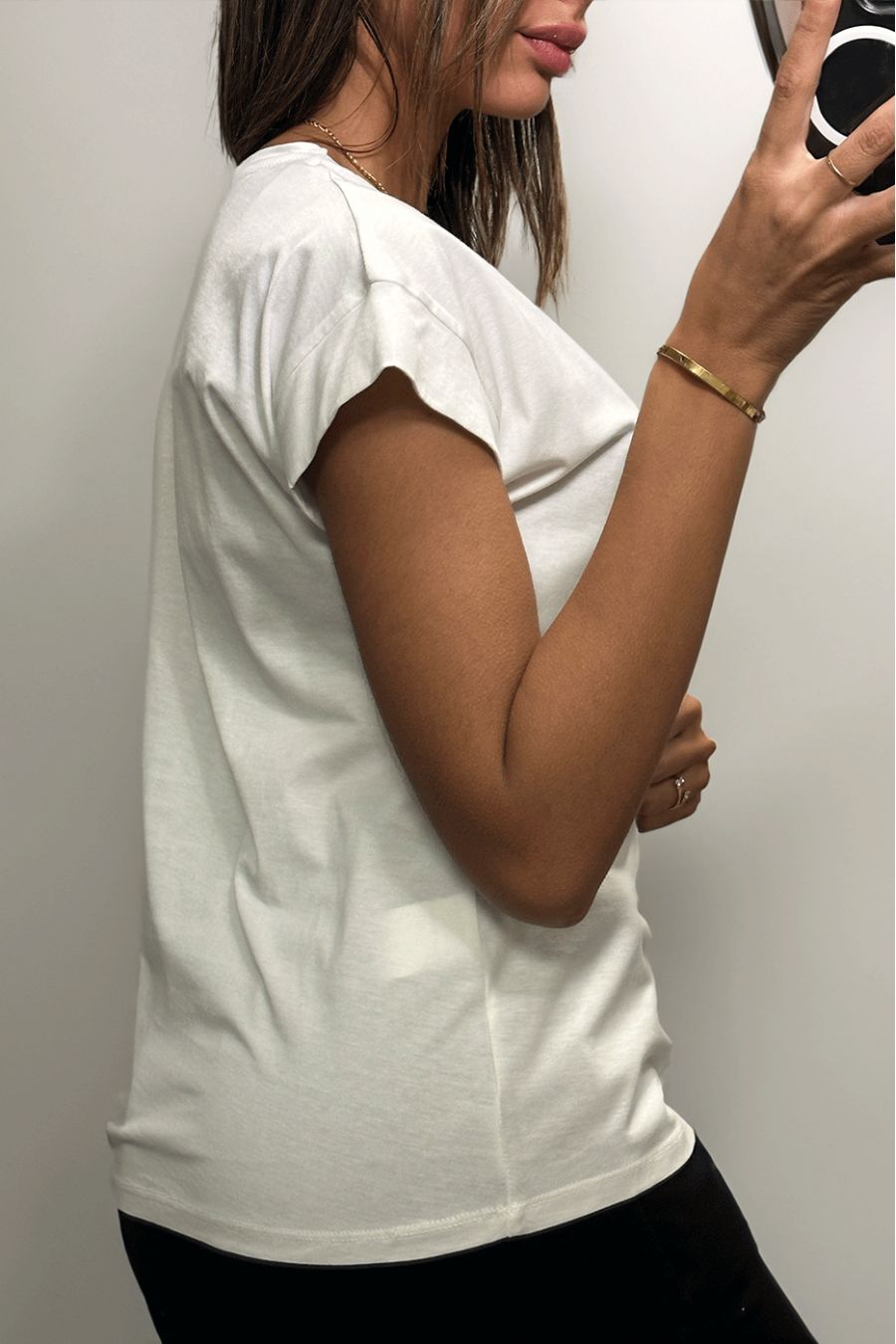 Witte t-shirt met rode strass print - 3