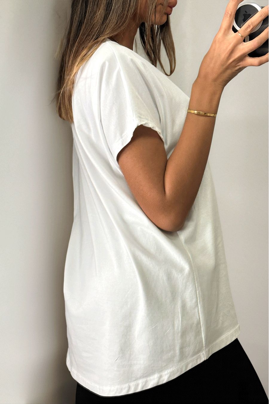 White tshirt with khaki bear print - 3