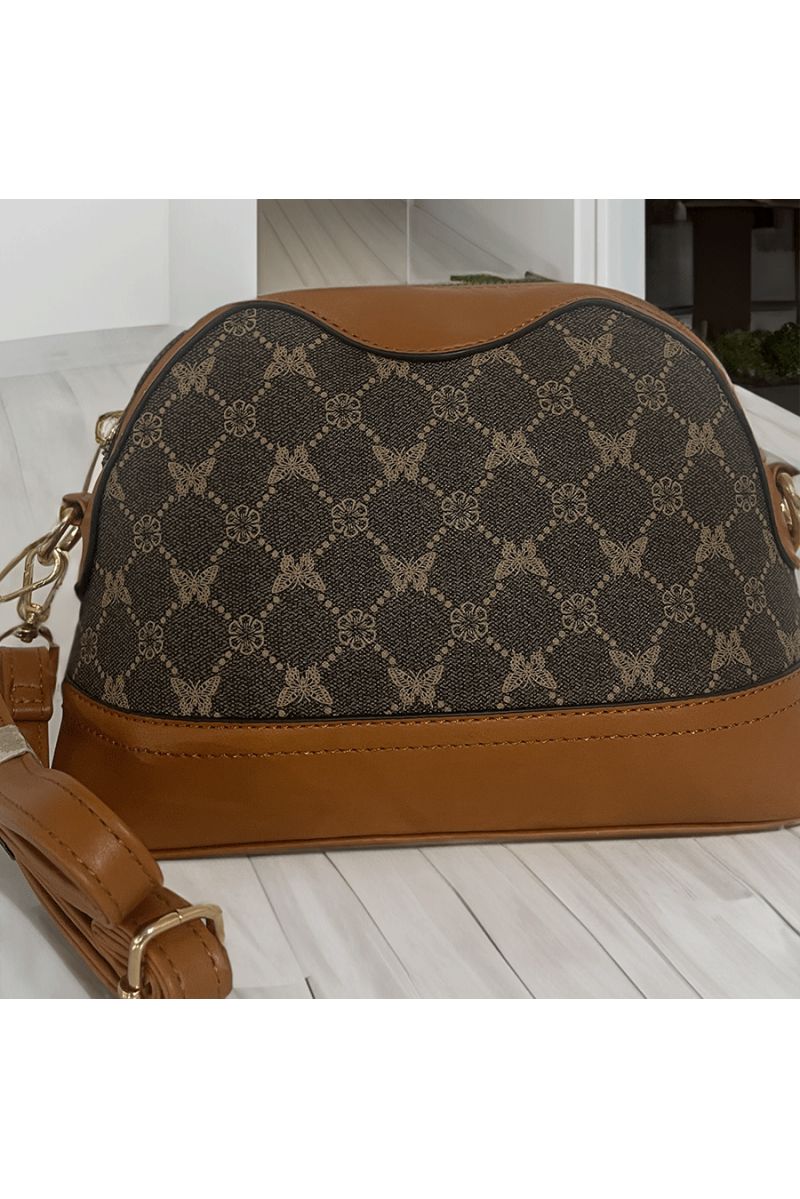Brown patterned handbag - 2