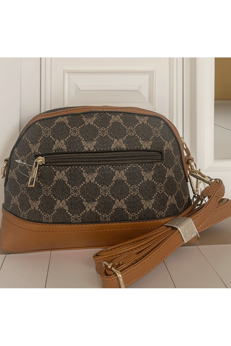 Brown patterned handbag - 3