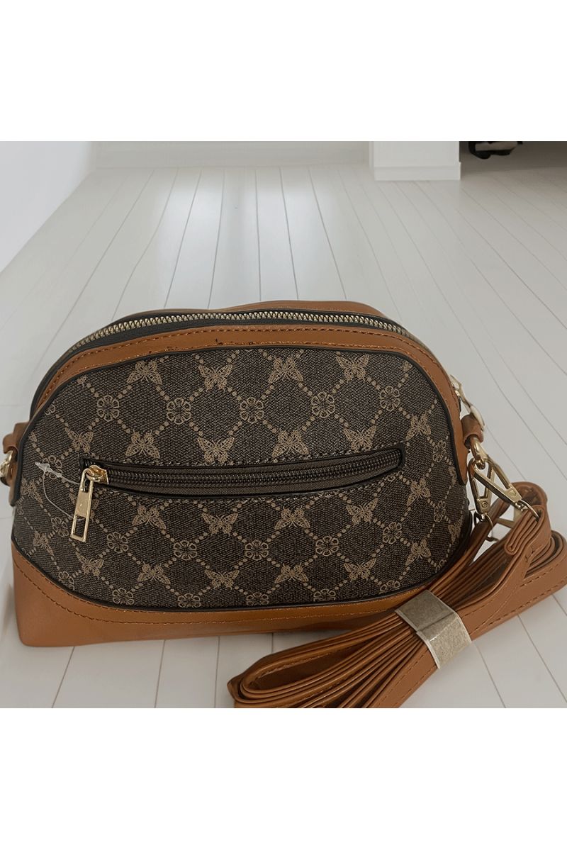 Brown patterned handbag - 4