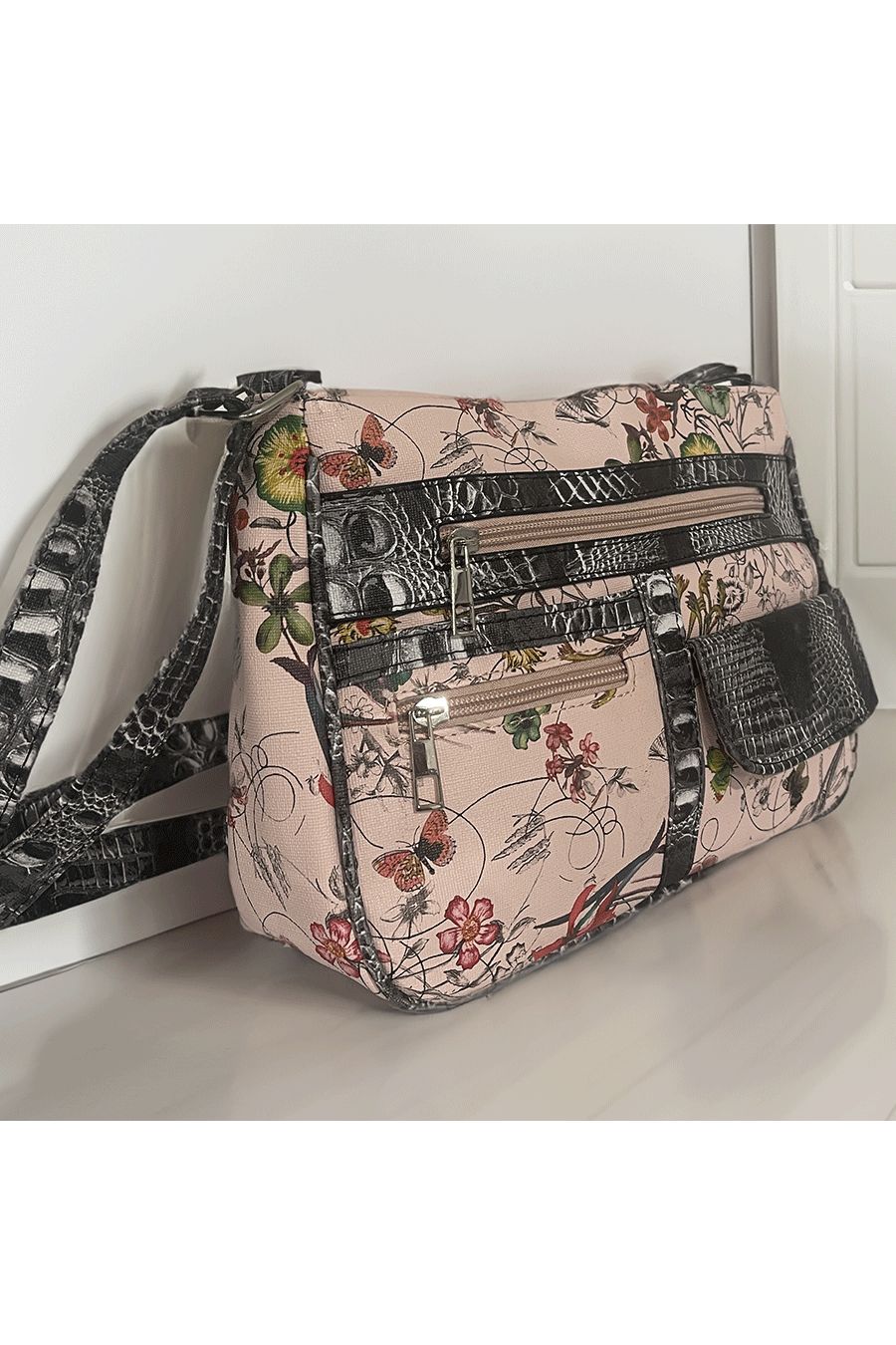 Roze handtas met patroon - 2