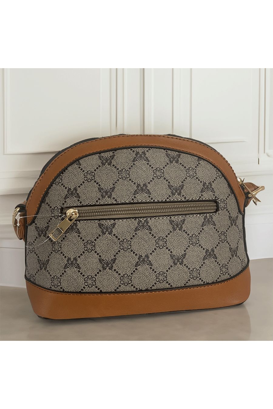 Sac à main apricot à motif - 2