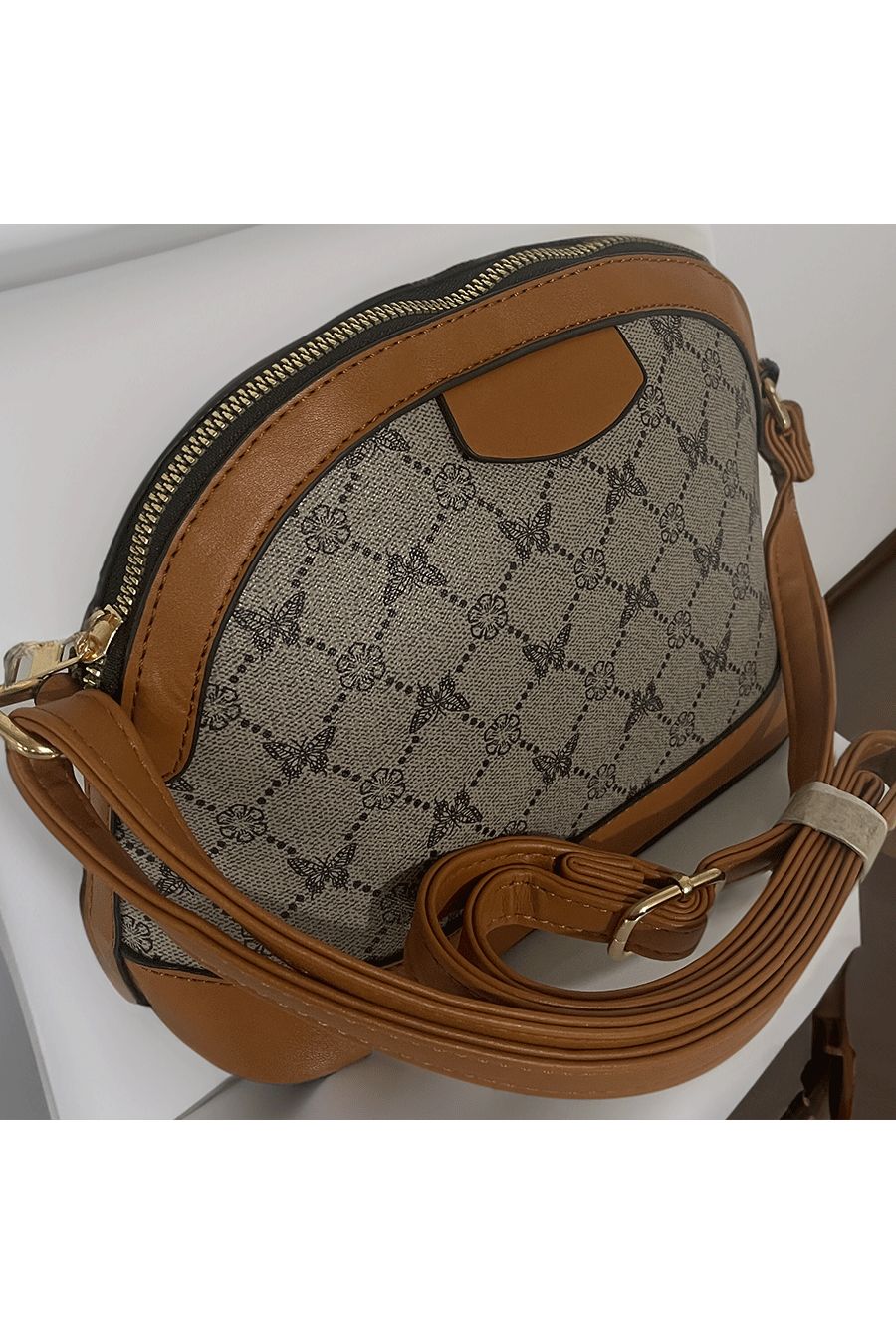Patterned apricot handbag - 3