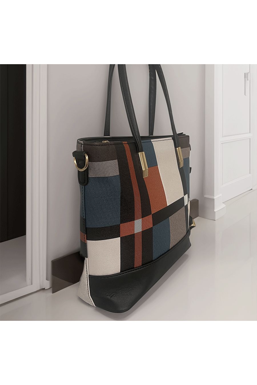 Checkered orange handbag - 1