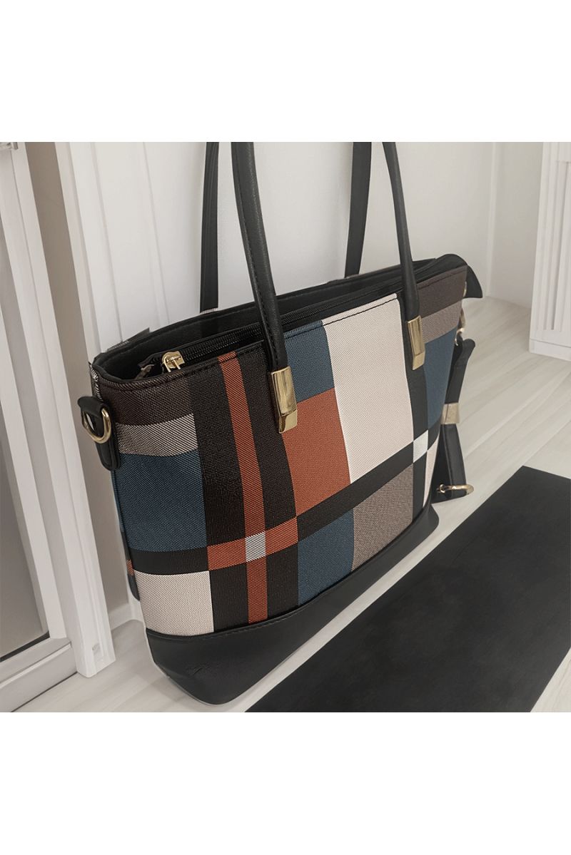 Checkered orange handbag - 3