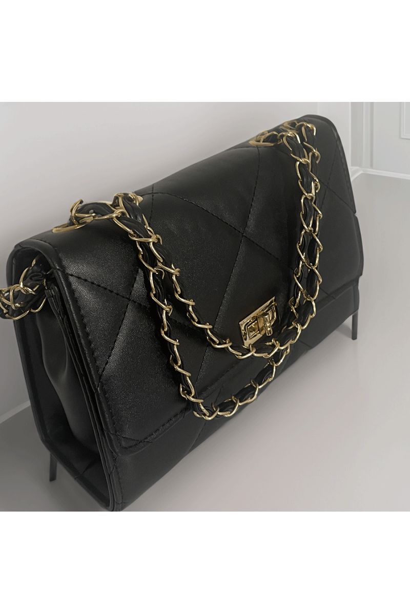 Sac à main noir matellasé - 4