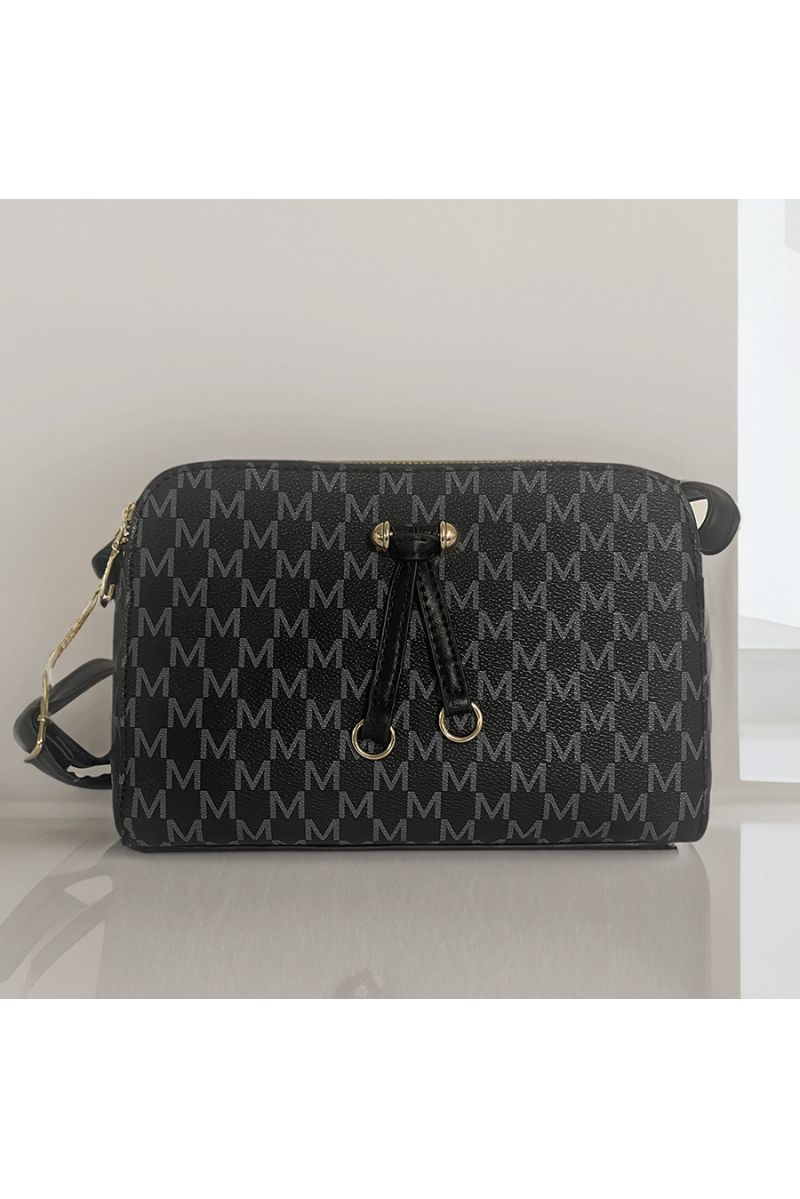 Sac à main noir à motif M - 1 Sac à main noir à motif M - 1