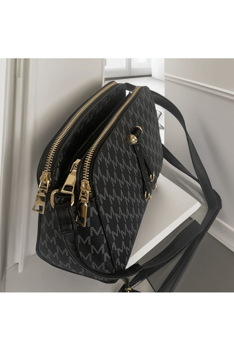 Sac à main noir à motif M - 4 Sac à main noir à motif M - 4