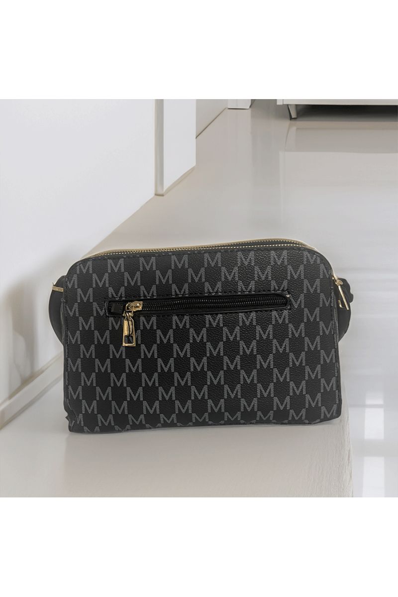 Sac à main noir à motif M - 5 Sac à main noir à motif M - 5