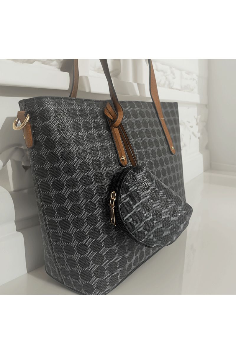 Sac à main noir à motif - 1 Sac à main noir à motif - 1