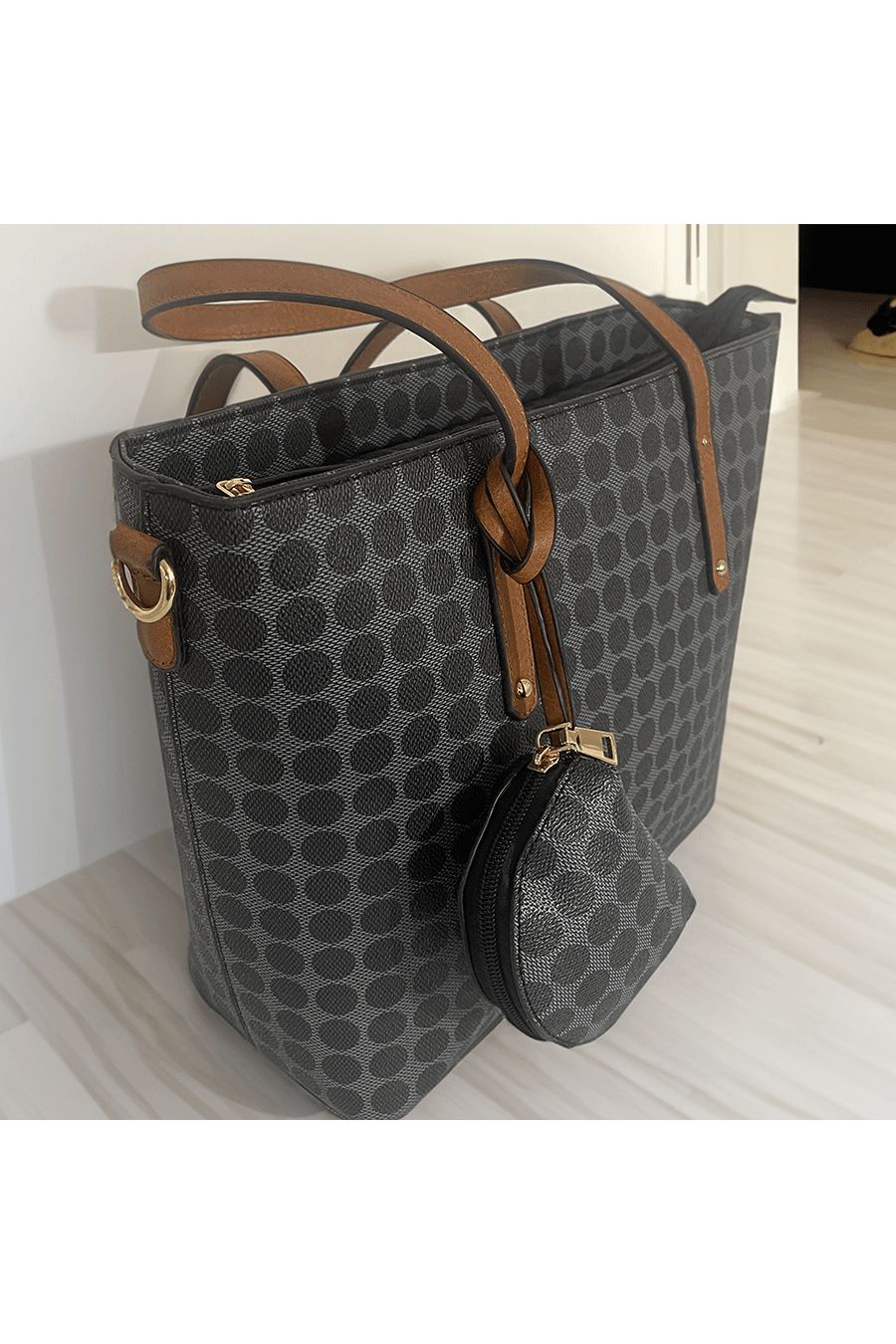 Sac à main noir à motif - 4