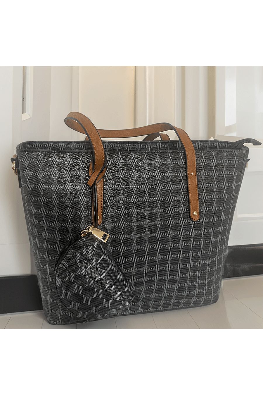 Patterned black handbag - 5