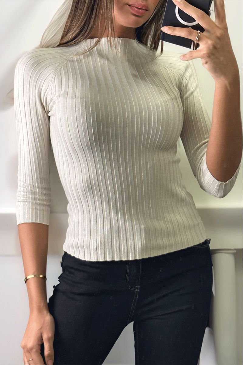 Light beige sweater with long sleeves - 3