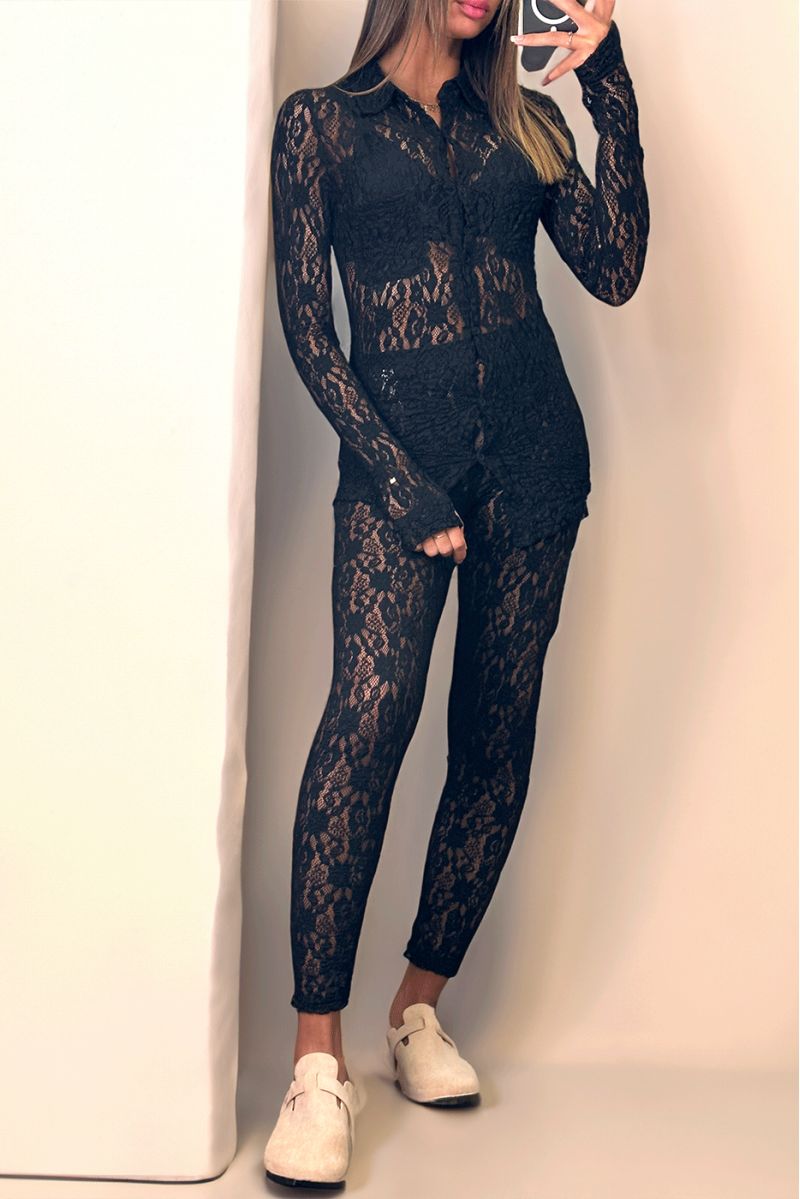 Legging noir en dentelle - 3