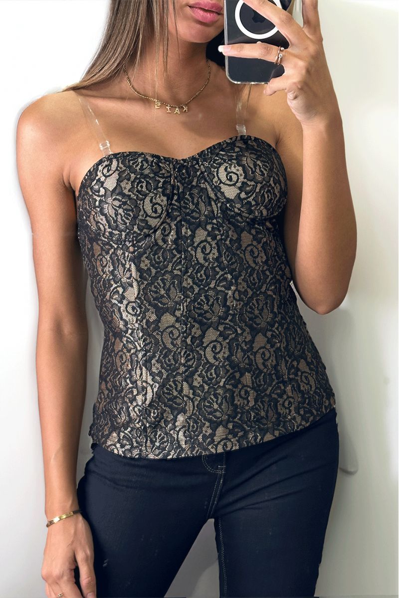 Lined black lace bustier - 2