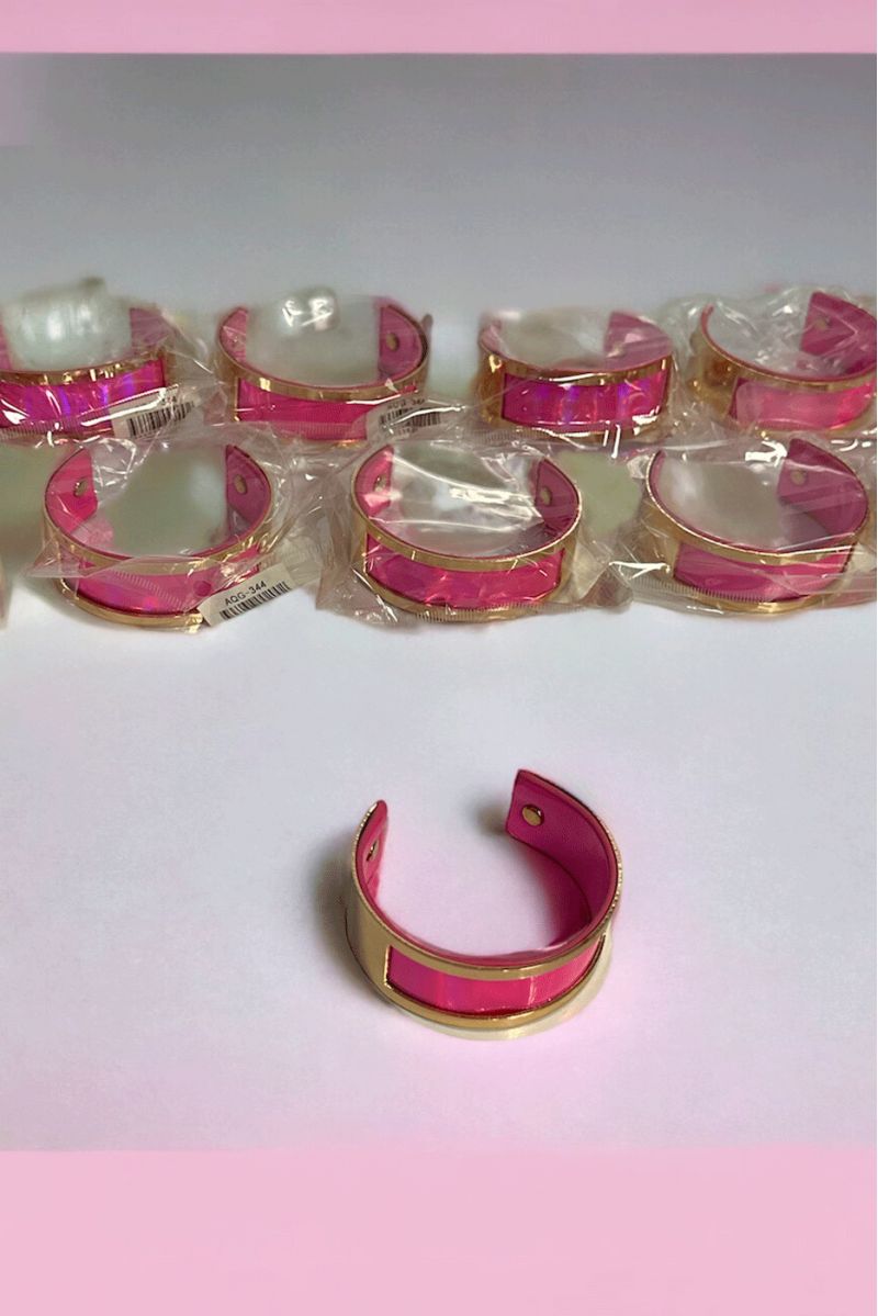 Lot de 12 bracelets rose et doré - 1