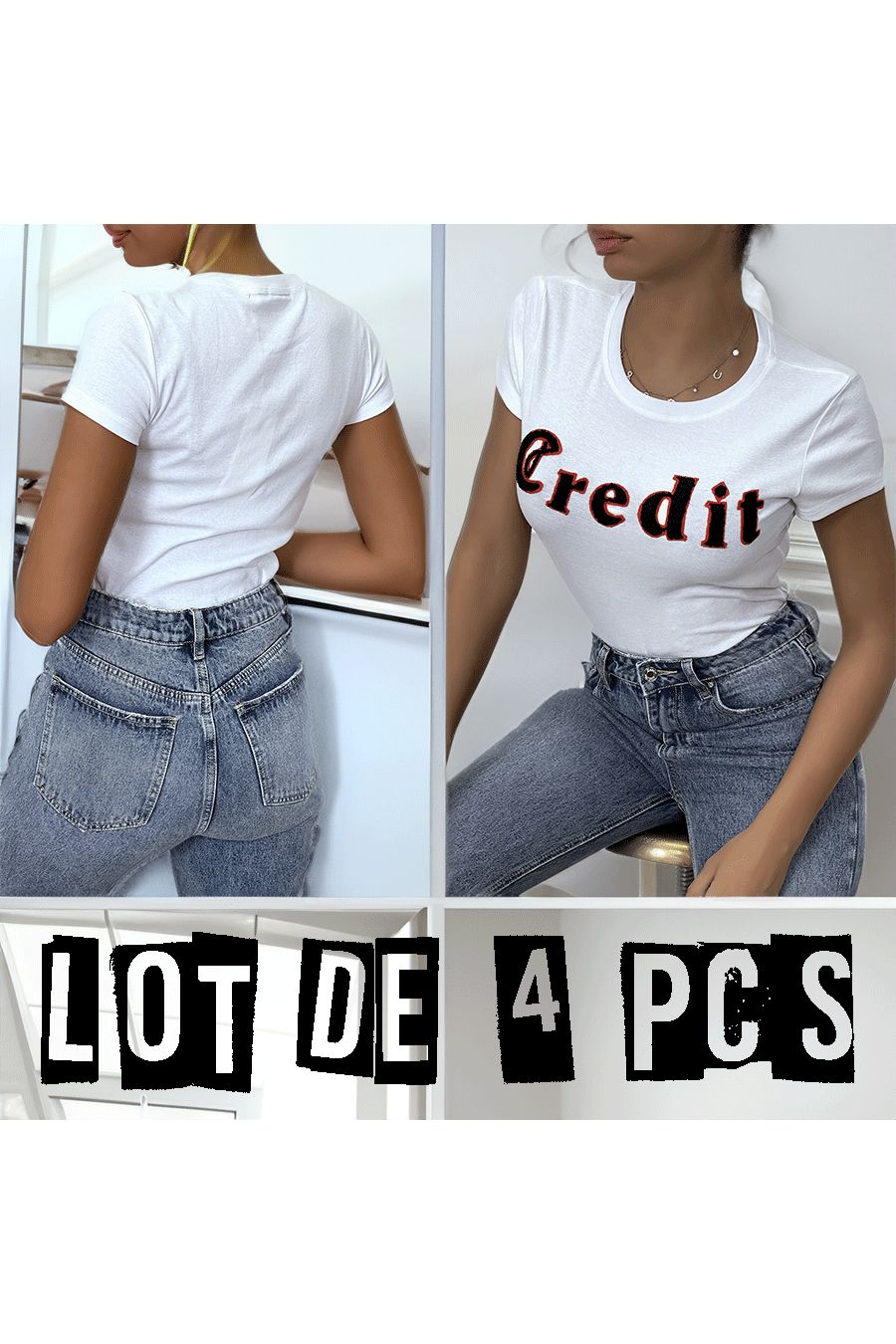 Wit T-shirt met 3D CREDIT-opschrift - 1