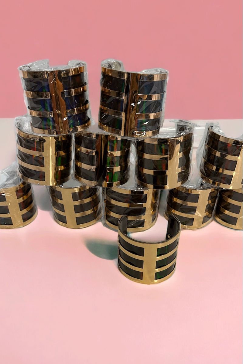 Set of 12 gold and black bracelets - 1