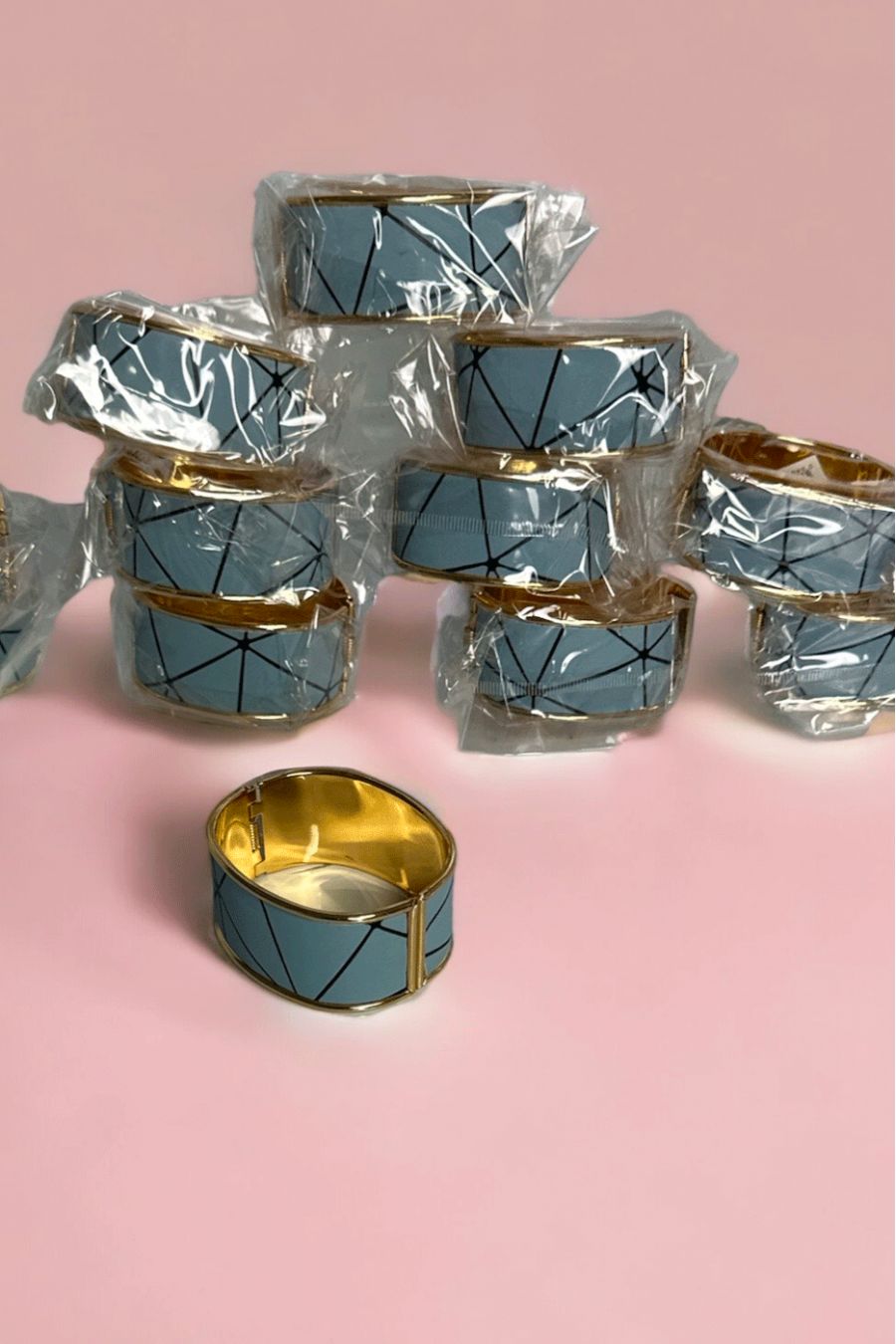 Set van 12 blauwe en gouden armbanden - 1