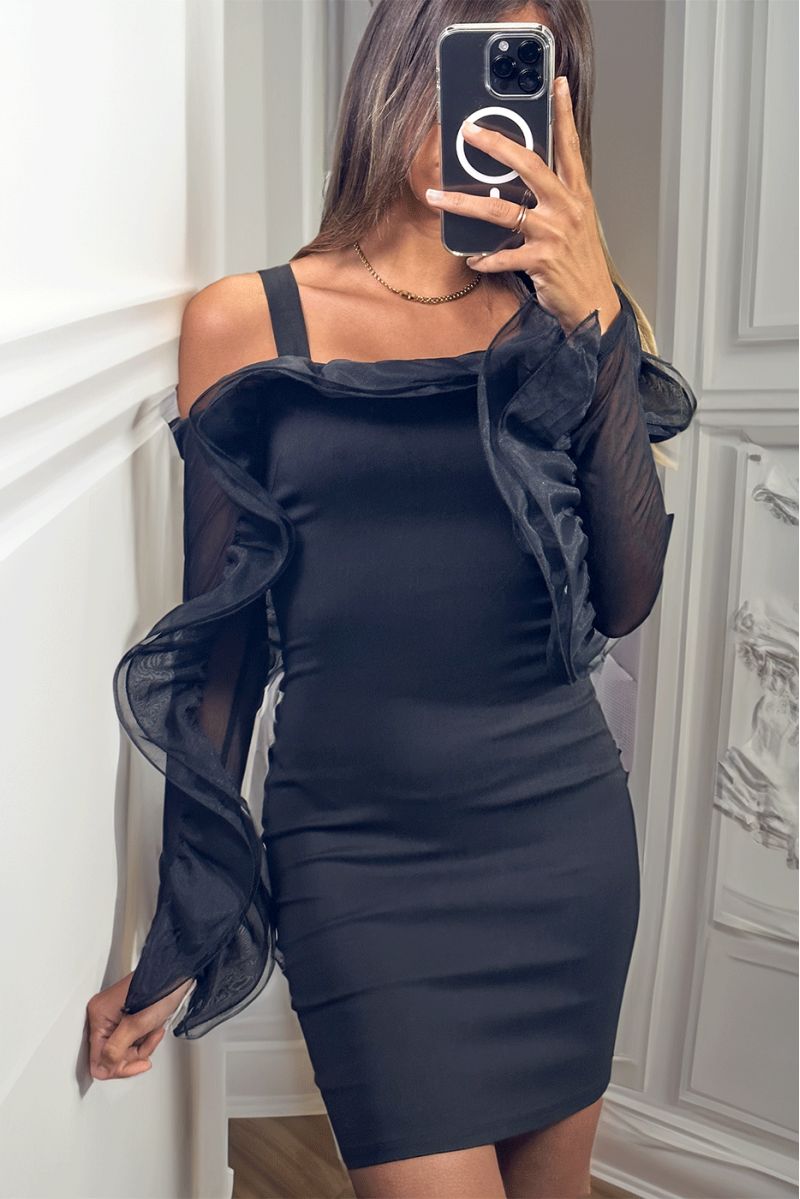 Black evening dress with shiny ruffles, a touch of glamor for your special occasions - 4 Black evening dress with shiny ruffles, a touch of glamor for your special occasions - 4